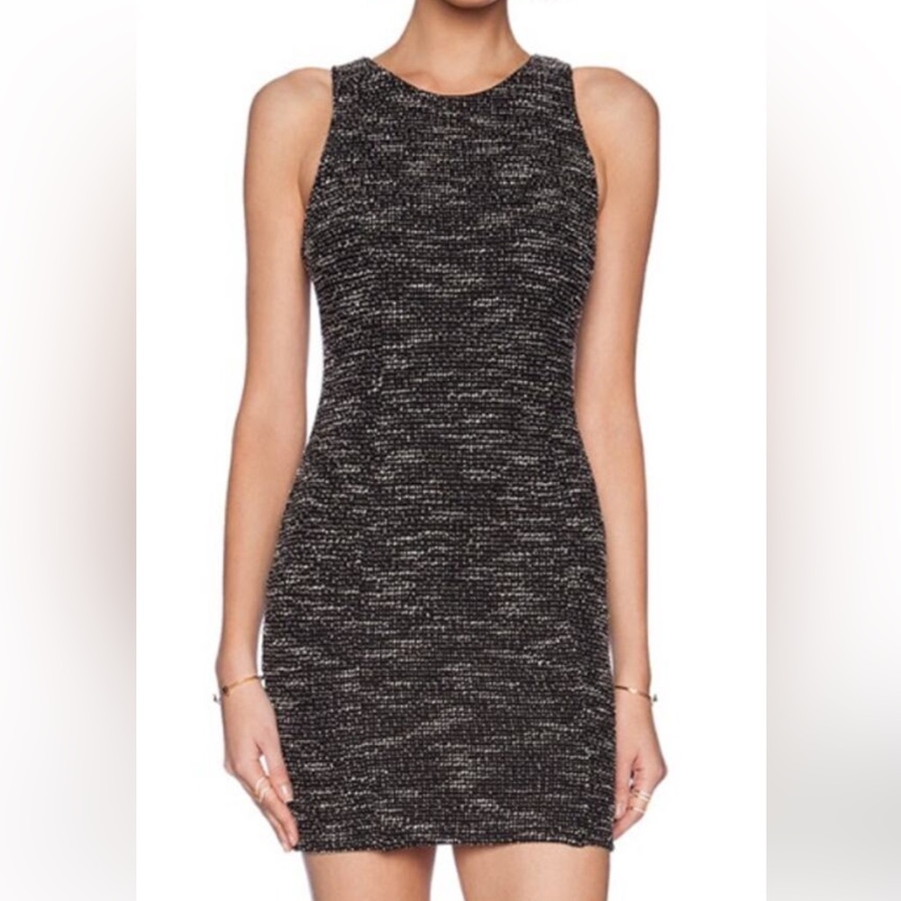 Lanston Tweed Black and White Sheath Dress Side Zip Cotton Blend NWT Medium